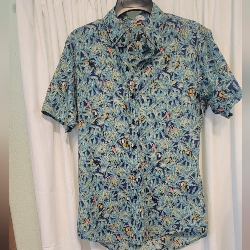Tori Richard Rishon Button Up Made In Bangkok Toucan Tropical Print Med